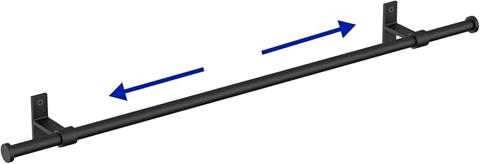 24" Adjustable Towel Bar for Bathroom Wall Mounted Towel Racks Accessory Sets | Matte Black Bathroom Towel Holder | Wall Mounted & Suction Cup Towel Rack for Bathroom & Kitchen