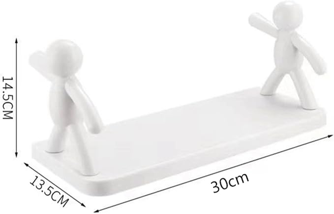 Zerodis Large Storage Space, Stable Load Bearing, Plastic Material Wall Mounted Shelf, with No Hole Installation, for Kitchen, Toilet, Bathroom (White)