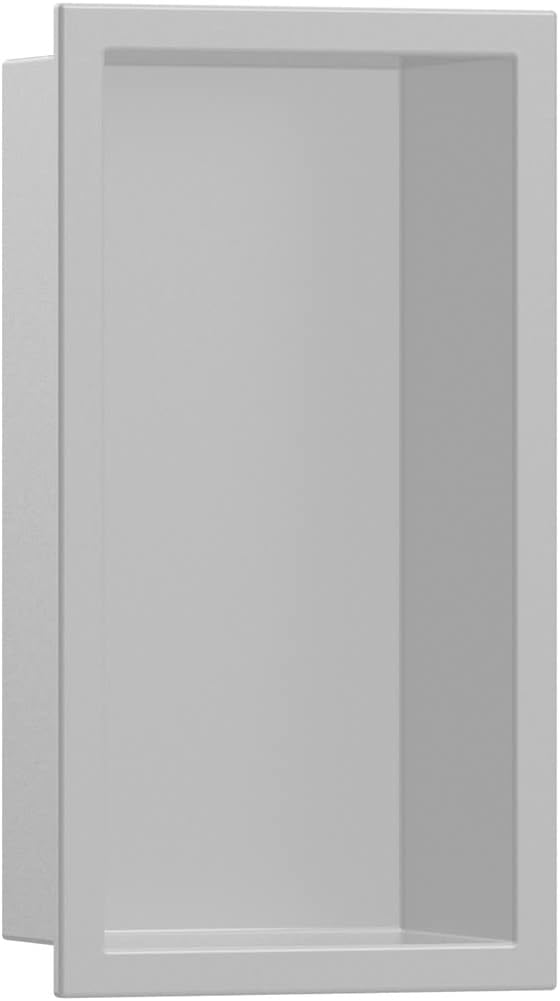 hansgrohe XtraStoris Original Recessed Wall Niche with Integrated Frame 12"x 6"x 4" in Concrete Grey, 56057380