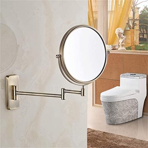 Bathroom Wall-Mounted Mirrors,8 inch Makeup Mirrors,Double Sided Brass Magnifying Mirror,Extendable Folding 360°Swivel Vanity Shaving Mirrors(Brass,3X)