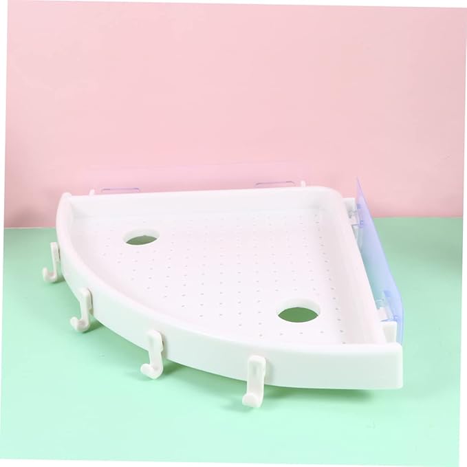 Triangle Bathroom Shelf with Suction Cup Traceless Storage Rack for Washing Supplies Easy-Clean Material Space-Saving Organizer for Home Decor White