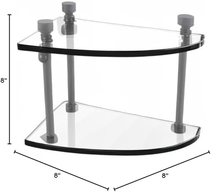 Allied Brass FT-3-GYM Foxtrot Collection Two Tier Corner Glass Shelf, Matte Gray