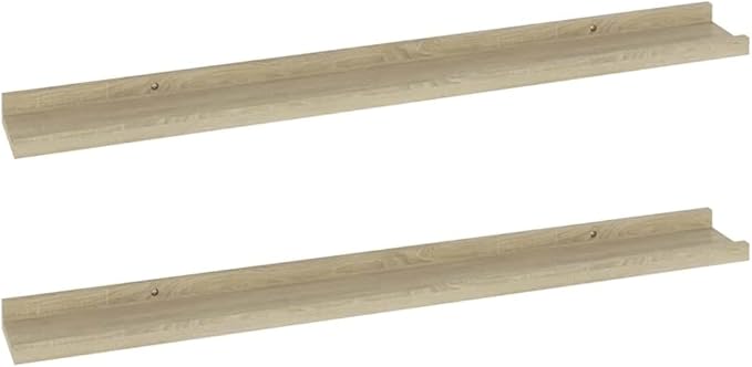 Set of 2 Wall Shelves, 31.5 Inch Floating Display Ledge for Bedroom, Living Room, Sonoma Oak Wood Finish, Decorative Storage Organizer for Books and Collectibles