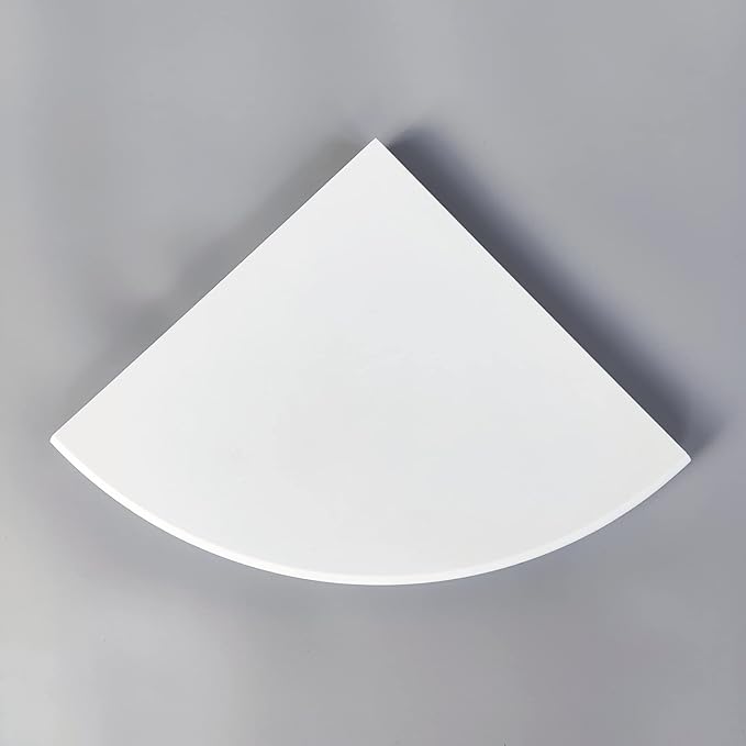 White Marble Corner Shower Shelf for Bathroom, 9'' x 9'' x 0.8'' Faux Marble Corner Shelves for Bathroom Wall Mounted Both Side Polished (1, White)