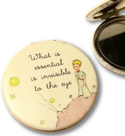 The Little Prince Compact Functional Round Mirror, 2.8"L x 2.8"W, White, Tabletop Mount