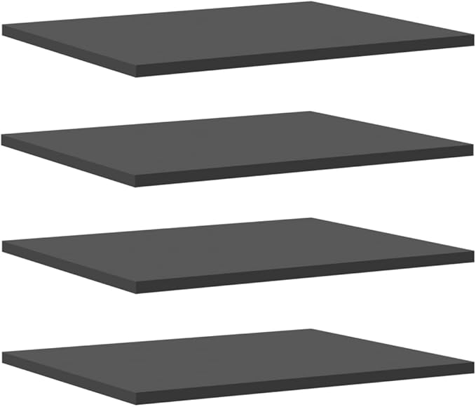 Set of 4 Grey Engineered Wood Floating Shelves Rectangular Simple Shelf for Wall Mount Storage and Display