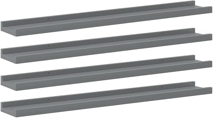Wall Shelf Set of 4, 31.5 Inch Floating Shelves for Wall Decor, Modern Matte Gray MDF Hanging Shelving for Living Room, Bedroom, and Office Organization