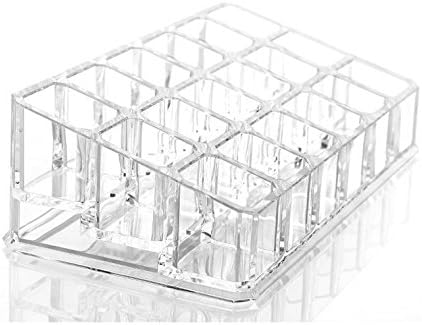 Kamay's Acrylic Transparent Rectangular 18 Grids Lipstick Nail Polish Eyebrow Brush Display Rack (SF-18 Grids)