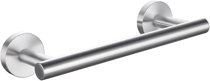 Miyili Small Kitchen Towel Bar 9 Inch Stainless Steel Cabinet Hand Towel Bar Hanger Rail Towel Rod Round Modern Style Brushed Finish