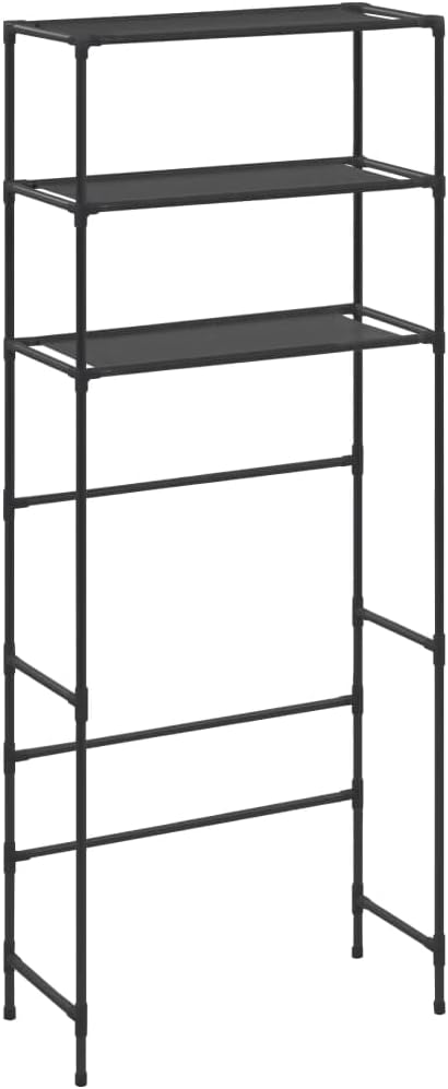 3-Tier Storage Shelf Black Stainless Steel Plastic Non-Woven Fabric, 27.2 in Long 11.0 in Wide Spacious Shelving for Bathroom Laundry Room, Durable Modern Space-Saving Design