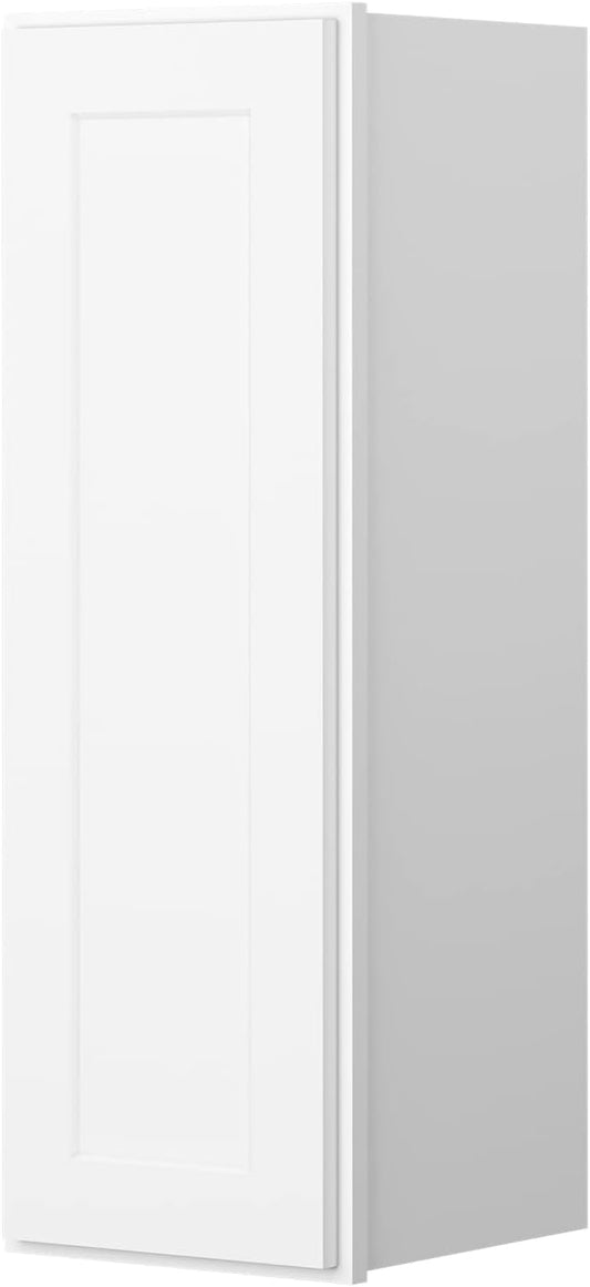 ROOMTEC Wood Wall Cabinet,RTA Single Door Medicine Cabinet with Adjustable Shelves and Soft-Close Door for Kitchen, Bathroom, and Laundry. 12" D*12" W*30" H, Shaker White