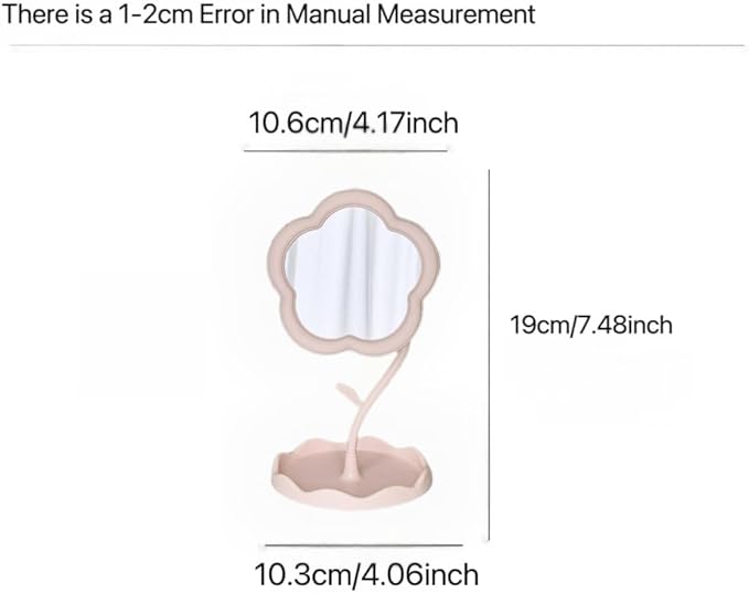 1 Pink Flower Mirror, Desktop Mirror, Dressing Mirror, Flower Shaped Makeup Mirror, Cute Flower Shaped Mirror, Suitable For Desktop, Bedroom, Bathroom, Living Room Home Decoration (Pink)