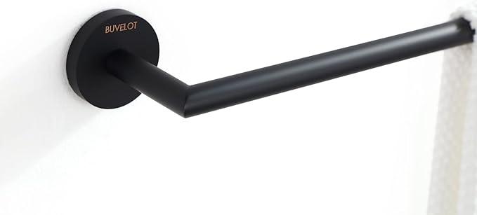 Black Towel Bar,Towel Racks for Bathroom, Modern Hotel Style Bathroom Towel Shelf Wall Mounted, Single Towel Rod 26 Inch, Matte Black, 077070-MB Leo Series
