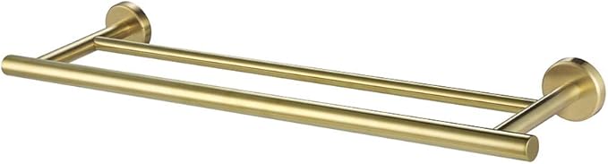 JQK Double Towel Bar 20.5 Inch, Brushed Gold Useable 18 Inch 304 Stainless Steel Thicken 0.8mm Towel Rack Bathroom, Towel Holder Wall Mount, TB100L18-BG