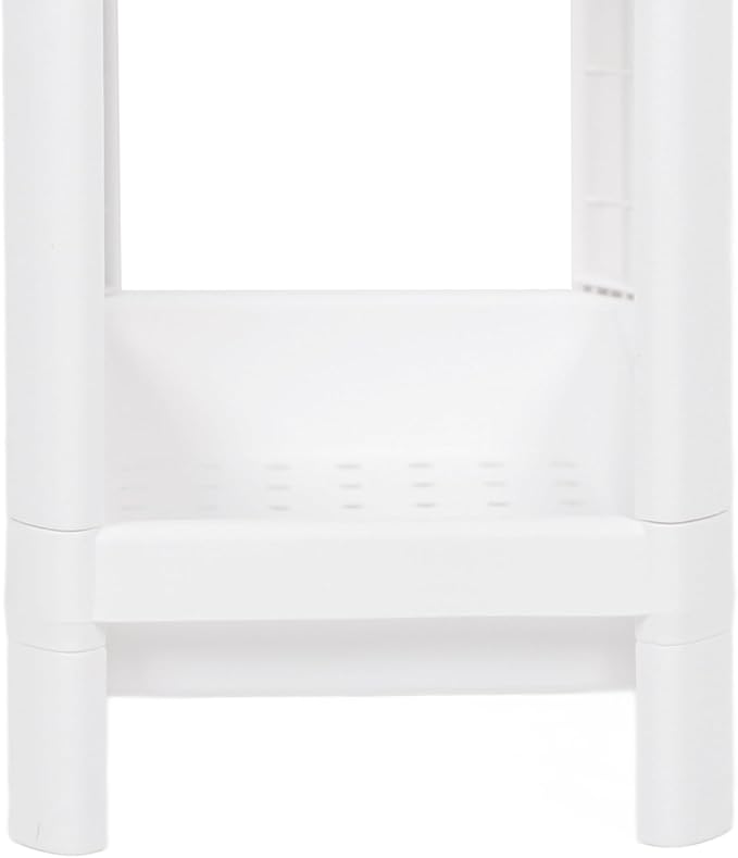 Narrow Freestanding Bathroom Shelf, Space Saving Storage Rack White Laundry Shelf for Bathroom Laundry Room Kitchen Bedroom Compact Areas (2 Tier)