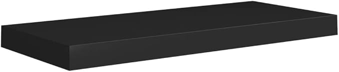 Floating Wall Shelves 2 Pack Black 23.6x9.3x1.5 Inches MDF Modern Invisible Mounting Display Rack for Living Room Bedroom Home Decor