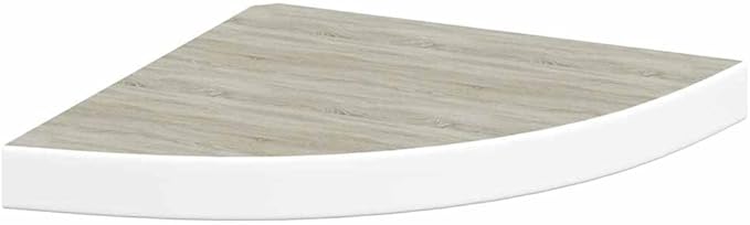 Wall Corner Shelves Set of 2, Floating Triangular Oak and White Shelving Unit for Bedroom, Living Room, and Office, Decorative MDF Storage Display Rack