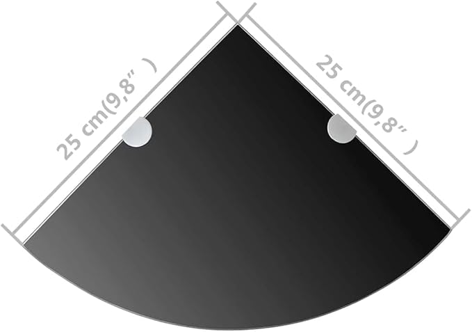 Corner Shelf Set of 2, 9.8 Inch Black Tempered Glass Floating Shelves, Wall Mounted Triangular Storage Display Shelves for Bathroom, Living Room, and Bedroom