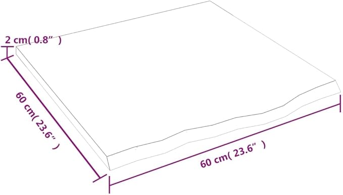 Solid Wood Oak Wall Shelf 23.6x23.6 Rustic Live Edge Bathroom Kitchen Storage Shelf Light Brown Treated Varnished Surface Handmade Unique Character