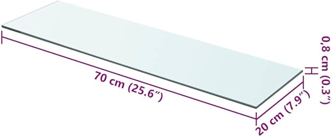 27.6 x 7.9 Inch Tempered Glass Floating Shelf, Clear Rectangular Wall Mounted Display Panel for Home Decor, Office Storage, and Collectibles