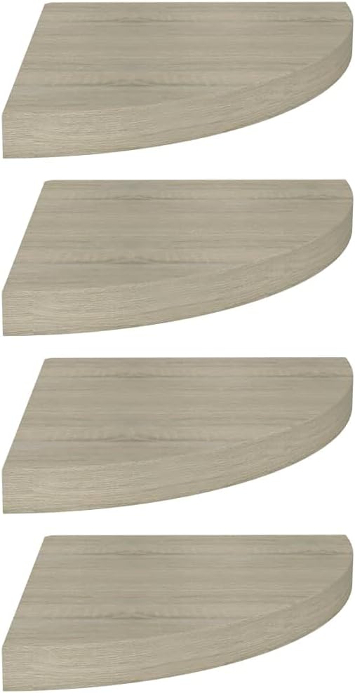 Floating Corner Shelves 4 Pack Oak Wood Wall Mounted Display Storage for Living Room Bedroom Bathroom, 13.8x13.8x1.5 Inches MDF with Invisible Mounting System, Holds 11lb Each