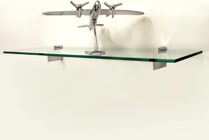 Spancraft Glass R-4.75x30-Brushed Steel Raven Glass Shelf, Brushed Steel, 4.75" x 30"