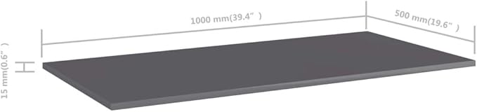 Wall Mounted Shelf Set of 4 High Gloss Gray Engineered Wood Panels 39.4x19.7x0.6 Inch for Living Room Library Modern Decor Storage Display
