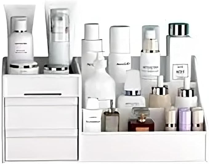 Blue Make Up and SkinCare Organizers and Storage for Vanity, Countertop, Dresser Bathroom| Drawers Shelves Brushes Eyeshadow Lipstick Nail Polish Jewelry Aesthetic make up Organizer