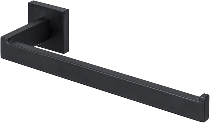 MyGift 9 Inch Premium Hotel Series Commercial Grade Stainless Steel Hand Towel Holder Bar, Wall Mounted Matte Black Rail Hook for Hanging Bathroom Hand Towels