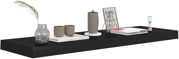 Floating Wall Shelves 2 Pack Black Modern Invisible Mount Display Rack for Living Room Bedroom Office Decor 31.5x9.3 Inches MDF Board