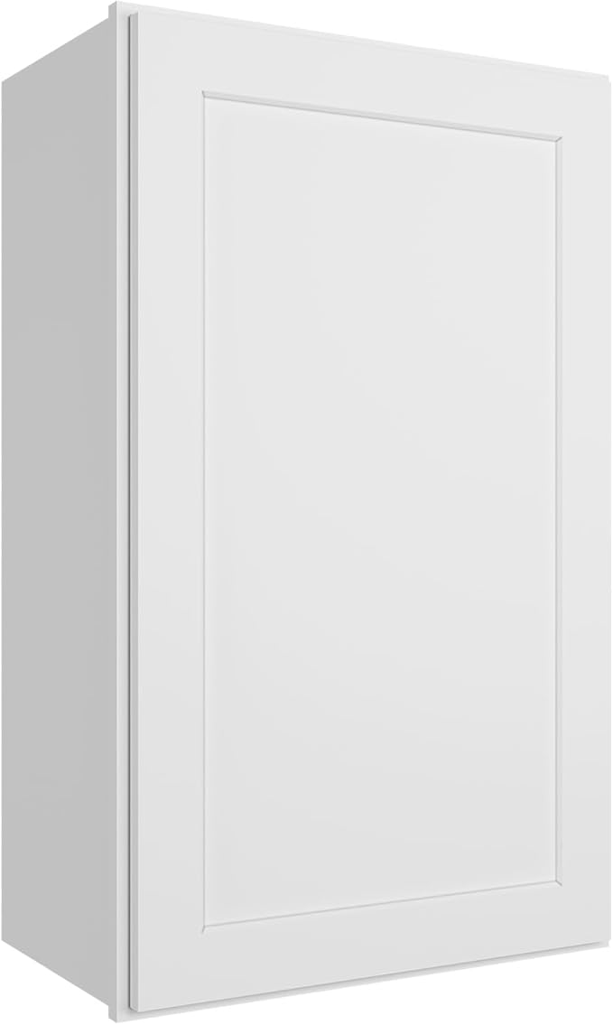 ROOMTEC Wood Wall Cabinet,RTA Single Door Medicine Cabinet with Adjustable Shelves and Soft-Close Door for Kitchen, Bathroom, and Laundry. 12" D*18" W*30" H, Shaker White