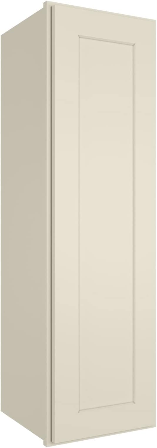 ROOMTEC Wood Wall Cabinet, RTA Single Door Medicine Cabinet with Adjustable Shelves and Soft-Close Door for Kitchen, Bathroom, and Laundry. 12" D*12" W*42" H, Shaker Antique White