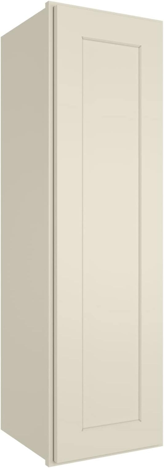 ROOMTEC Wood Wall Cabinet, RTA Single Door Medicine Cabinet with Adjustable Shelves and Soft-Close Door for Kitchen, Bathroom, and Laundry. 12" D*12" W*42" H, Shaker Antique White