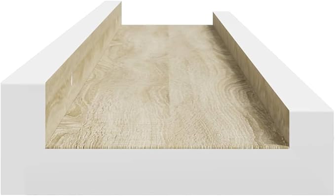 Wall Shelf Set of 4, 23.6 Inch Floating Shelves for Wall Decor, Modern MDF Display Ledges for Bedroom, Living Room, Bathroom, White and Sonoma Oak