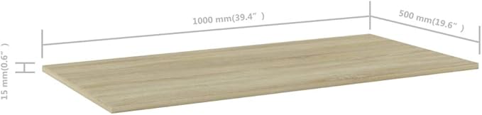 Sonoma Oak Engineered Wood Wall Mounted Shelf Set of 4 Rectangular Shelves for Books and Decor Storage