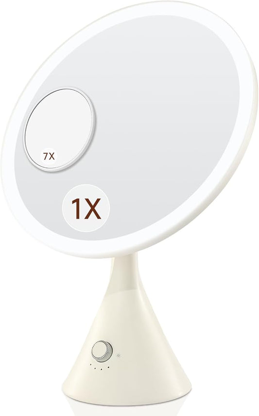 Lighted Makeup Mirror with Magnification Electric Plug in, 7X Magnifying Lighted Vanity Makeup Mirror with Led Lights