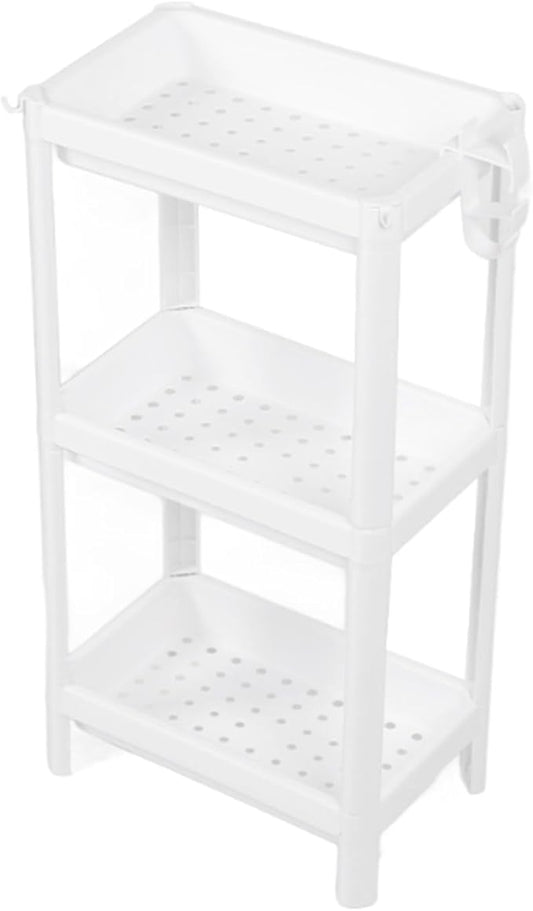 Plastic Bathroom Tower Shelf, Versatile Large Storage Freestanding Bathroom Shelf, Mobile Shelving Corner Storage for Store Books, Files, Clothing(3 layer)
