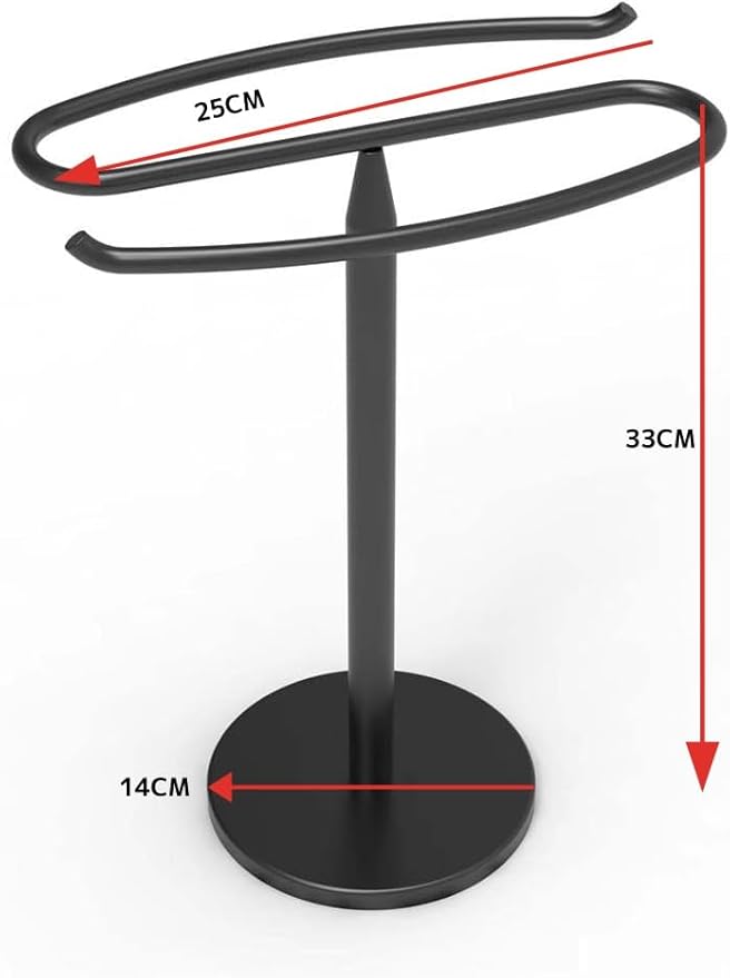 Hand Towel Holder Stand Countertop Towel Rack Stainless Steel Tower Bar S Shape with Heavy Base Freestanding for Bathroom Kitchen Vanity (Matte Black)