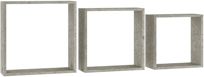 Wall Cube Shelves Set of 3 Concrete Gray Modern Floating Shelves Storage Display Organizer for Living Room Bedroom Office Decor