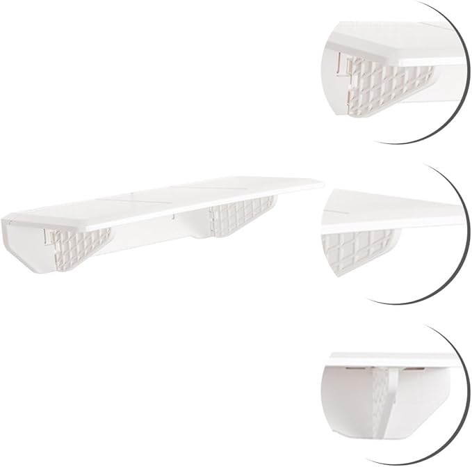 Toyvian Wall Mounted Foldable Storage Shelf White Plastic Board Floating Kitchen Spice Holder and Bathroom Sundries Organizer Rack for Home Use