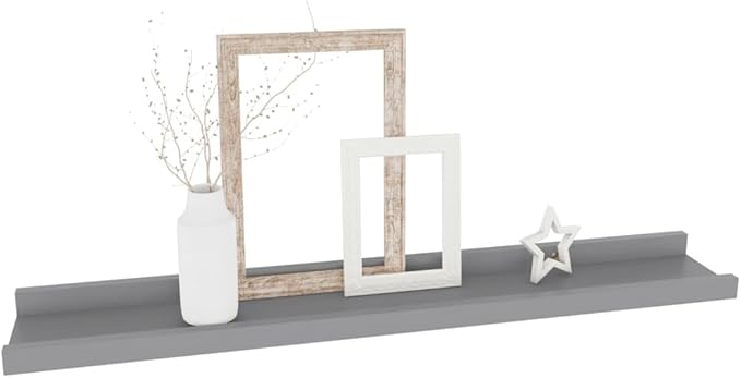 Wall Shelves Set of 4 Gray Floating 23.6x3.5x1.2 Inches for Living Room Bedroom Storage, Modern MDF Wall Mounted Shelves for Decor Books Plants