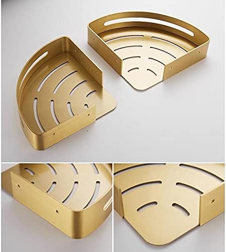 ZTBH Bathroom Divider Bathroom Shelf, Wall Mounted Corner Shelf Bathroom Hardware Sets (Color : Brushed Gold 3)