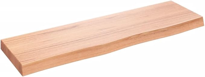 Solid Oak Wall Shelf 39.4 x 11.8 Inch Floating Wood Shelves for Wall Storage, Durable Live Edge Rustic Display Ledge for Living Room, Bedroom, Kitchen, Light Brown