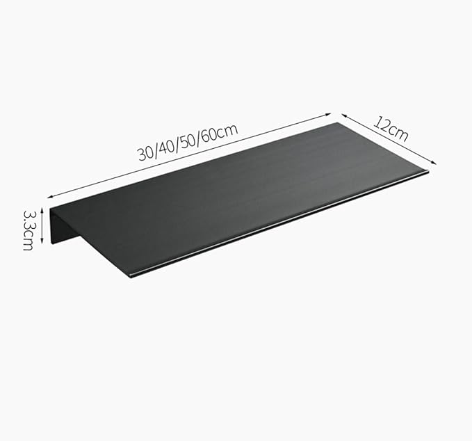Black Metal Wall Mounted Floating Shelves Ledge,Space Saving Rustproof Aluminum Bathroom Shelf Wall Mount Shelving Extra Strong Floating Shelves Storage Rack(50CM)