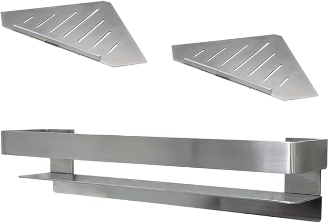 Transolid K-J20-SSC-BS Shelf Kit 20-in Jocelyn Grab Bar Shelf/2 Corner Shelves, Brushed Stainless
