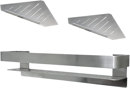 Transolid K-J20-SSC-BS Shelf Kit 20-in Jocelyn Grab Bar Shelf/2 Corner Shelves, Brushed Stainless