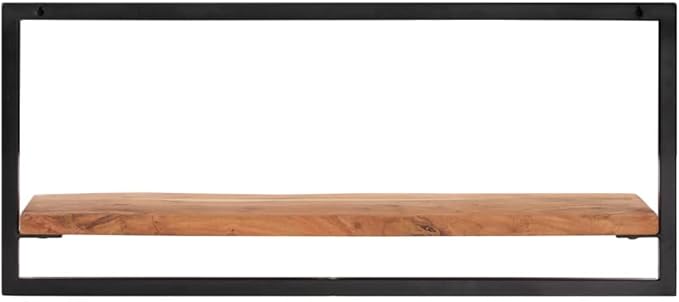 Wall Shelves 2 Pack 31.5x9.8x13.8 Inches Floating Shelves Solid Acacia Wood with Steel Frame for Living Room Bedroom Kitchen Display Decor