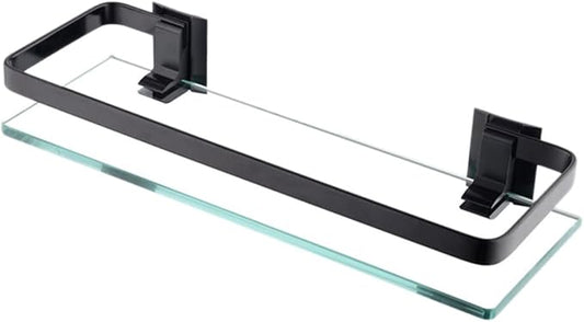 STOBAZA 1Pc Single Wall Mounted Glass Storage Shelf Tempered Glass Multifunctional Organizer for Bathroom Kitchen Living Room