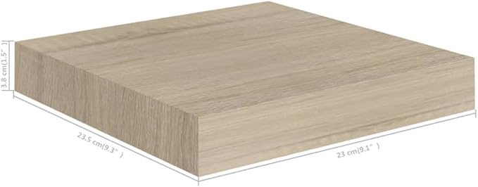 Floating Wall Shelves 2 Pack Oak Wood Look Display Rack with Invisible Mounting System for Living Room Bedroom Office Decor 9.1x9.3 Inches