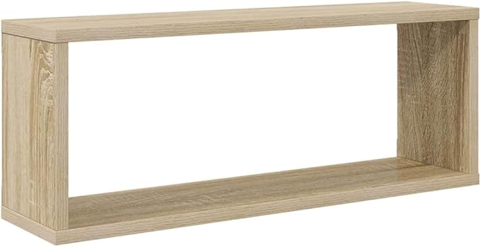 Set of 2 Floating Wall Shelves, Sonoma Oak Wood Storage Cubes for Living Room Bedroom, Decorative Modern Display Shelving Units for Books Plants
